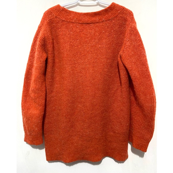Kaffe Oversized Wool Mohair Blend V-Neck High Low Knit Sweater Burnt Orange XS-M - Picture 6 of 14